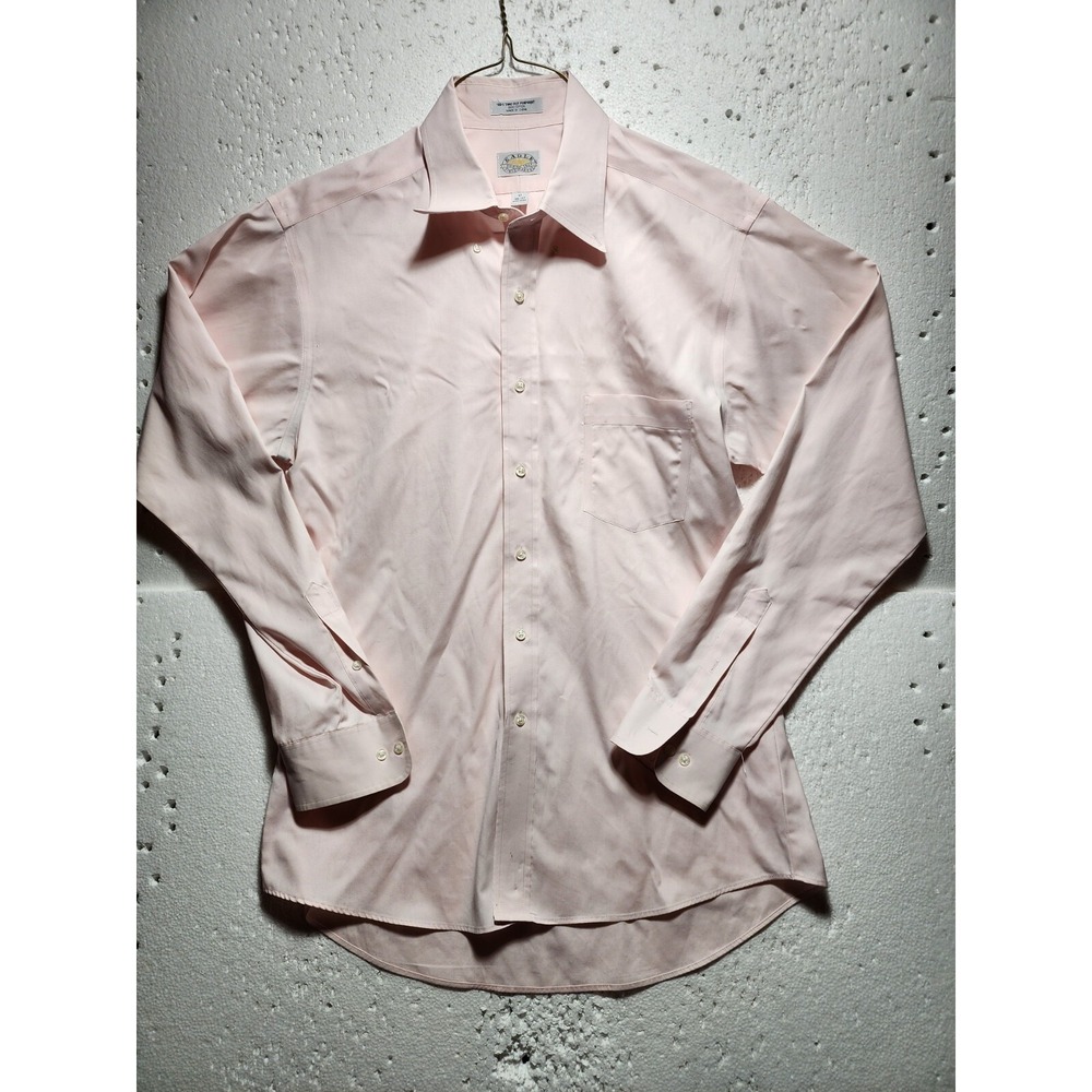 Eagle Shirt Mens Size 17 Pink Long Sleeve Button Up Collared Formal Non-Iron